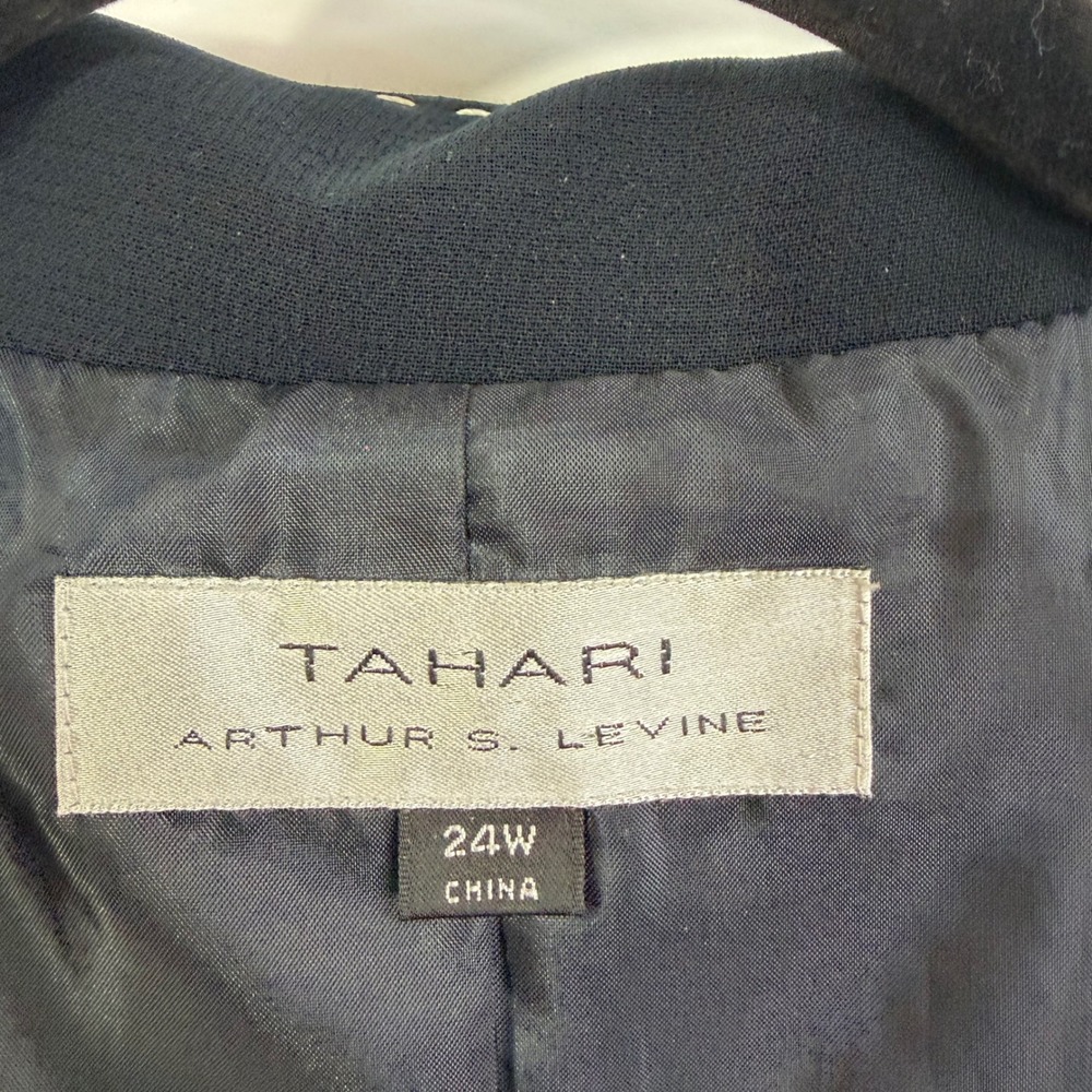 TAHARI ASL Black Blazer Jacket Womens 24W 3X‎ White Stitch NWOT - Picture 2 of 11